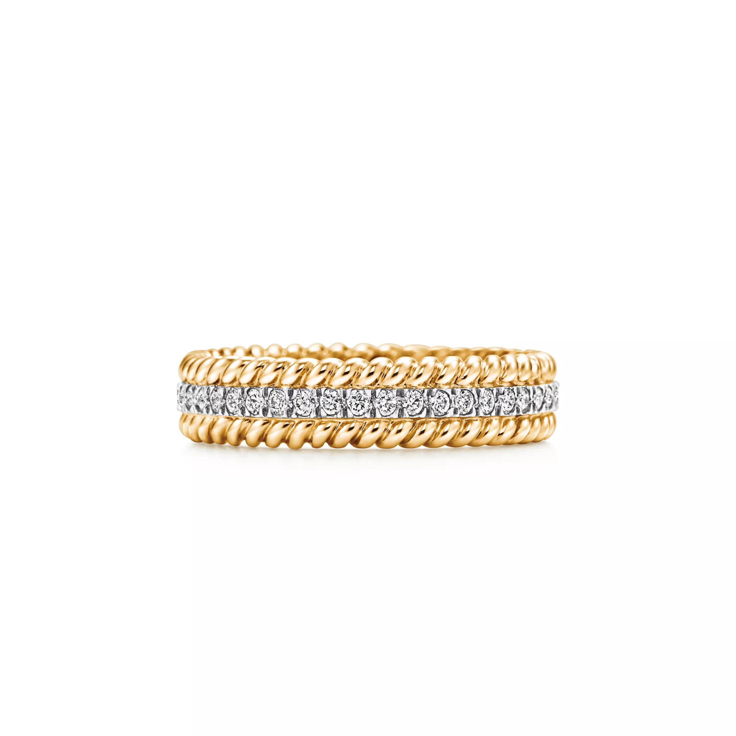 TIFFANY ROPETWO-ROW RING IN YELLOW GOLD AND PLATINUM WITH DIAMONDS 25963369